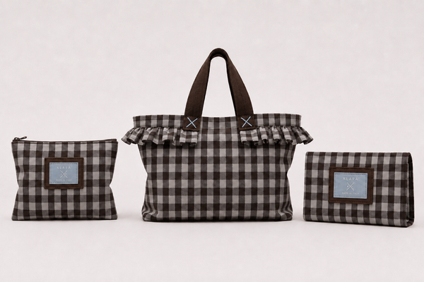 Set mum to be - borsa passeggino + portacreme + portapannolini quadretti brown