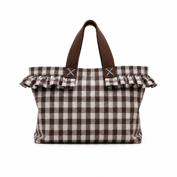 MaxiBag - borsa da passeggino artigianale quadri brown