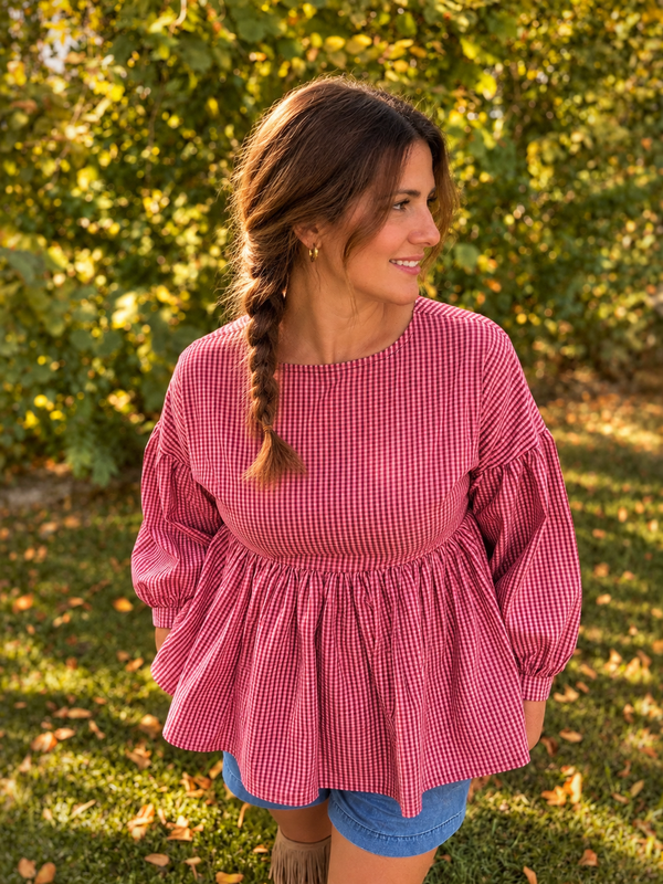 blusa cotone rosa e marrone